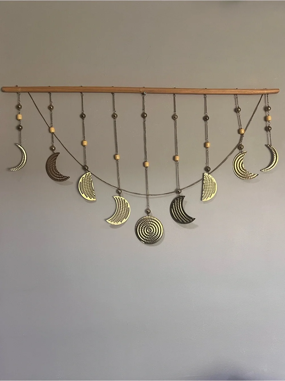 Bohemian Gold Moon Phase Hanging Wall Decor 3 feet